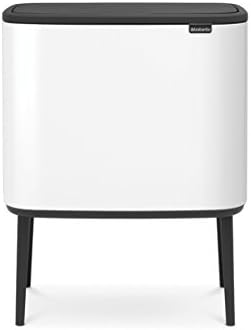 Brabantia Bo Touch Bin - 1 x 60 Litre Inner Bucket (Matt Steel Fingerprint Proof) Waste/Recycling Kitchen Bin with Removable Compartment + Bin Bags