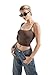 SUUKSESS Women Sexy Square Neck Tank Top Summer Y2K Going Out Tops Casual Sleeveless Basic Cami Shirts (Brown, S)