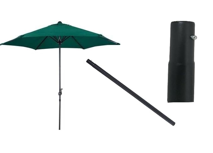 Garden Haven® Garden Parasol Replacement Steel Bottom Pole Tapered End for Crank & Tilt Umbrella Dark Grey 38mm Diameter with Push Button Connector