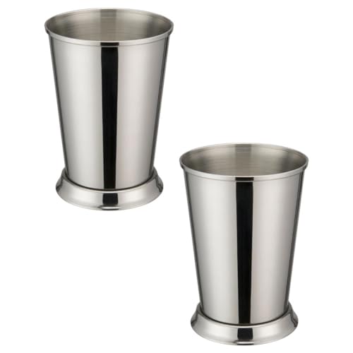 Soro Essentials- 11 oz Stainless Steel Mint Julep Cup Set of 2- Metal Cocktail Glasses Julep Cups Julep Glasses for Beer Juice Beverage Party Bar Home Restaurant Keeps Drinks Cold Longer
