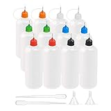 BENECREAT 12 Pack 4 Ounce Multi Purpose DIY Precision Tip Applicator Bottles Set - DIY Quilling, Glue Applicator, Oiler Bottle 6 Colors (12 Tips)