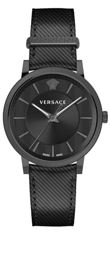 Montre Versace V Circle VE5A002 20 pour homme avec bracelet en cuir noir