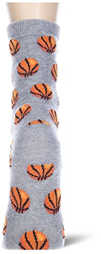 Hot Sox Boys Sports Series Novelty Crew Casual Sock, Basketball (Grey Heather), 6 12 Us #TOP1