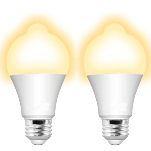 LED電球 E26人感センサー 電球色 60W形相当 7W 700lm 明暗センサー付き 消し忘れ防止 自動点灯 高輝度 AC100V 非調光 省エネ PSE認証済み 2個入 (電球色)