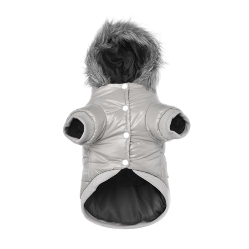 LESYPET Dog Coat for Small Dogs, Windproof Doggie Puffer Jacket with Leash Hole, Extra Warm Dog Jacket Winter Coat, Grey M
