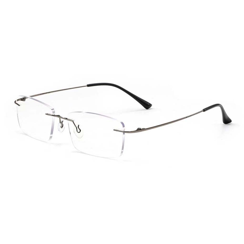 WZX Gafas de Lectura de vanguardia sin Marco Gafas de Lectura antifatiga ultraligeras Gafas de computadora Gafas de Lectura para Ancianos sin Marco para Hombre Luz Anti-Azul multifocal