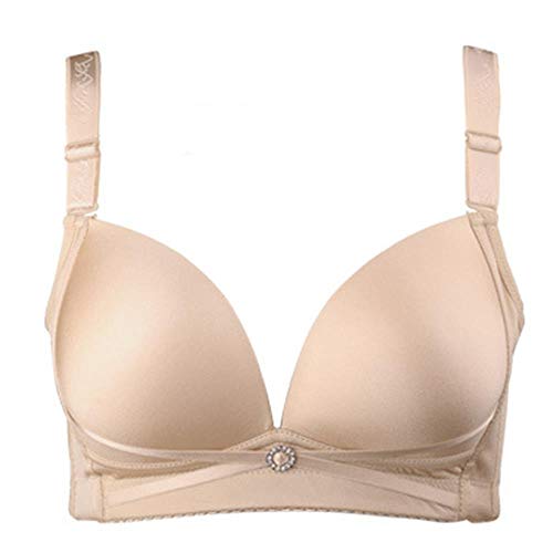 Pearlshop No Trace, No Bra, Thin Cup, Gather, Adjust, Comfort, Receive, Milk, Large Cup, Large Size Underwear for Women (Color : Skin, Size : 105C/46C)