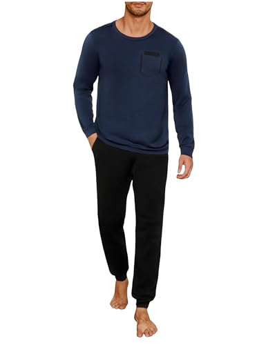 Uniexcosm Pigiami Due Pezzi da Uomo Pigiama Uomo Lungo in