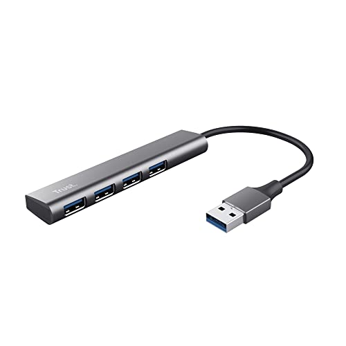 Trust Halyx USB Hub 4-Port USB-A 3.2 Gen 1, 5 Gbps Data Transfer Speed, Thin and Compact Data Hub, Plug & Play