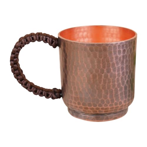 Taza de agua de cobre puro estilo Masrapa con asa para café 2