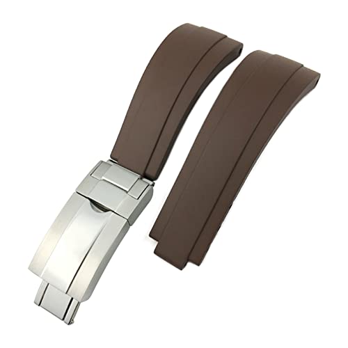Bracelet de montre caoutchouc fluoré 20mm noir étanche style Oysterflex GMT