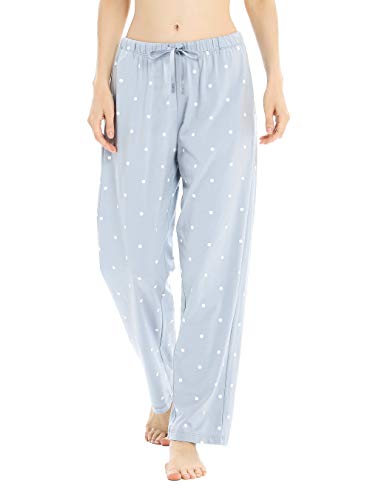 Femofit Pajama Pants For Women, Lounge Pant Cotton Pajama Pant Pajama Bottoms Sleepwear Pack Of 2 (Moonlight Blue Dot+Heather Gray Stripe, M) #TOP1