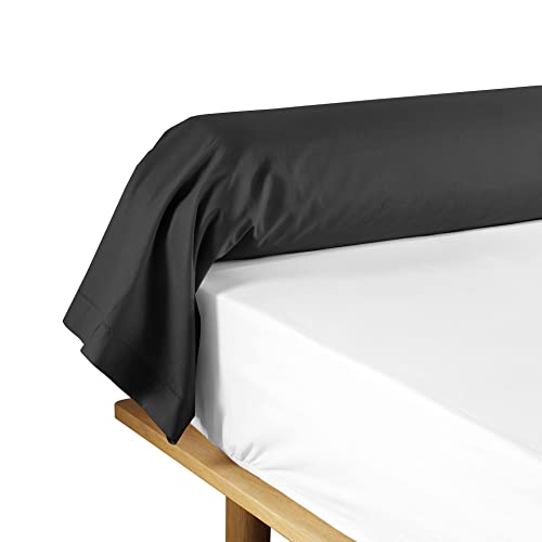 douceur d'intérieur, Taie de Traversin (85 x 185 cm) Lina Noir, 100% Coton