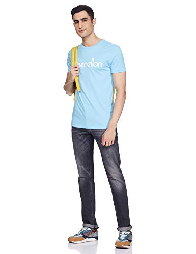 Image of United Colors of Benetton Men's Slim T-Shirt (3099J7106I903 Sky Blue S)
