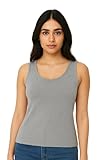 Ajyal Women's Basic Tank Top, Sleeveless, Scoop Neck (Grey, M)