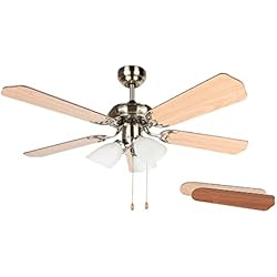 Ventilador Techo 5 Velocidades Orbegozo CT 23105 - Ventilador de techo con luz, 5 palas reversibles, diámetro 105 cm, potencia de 55 W y 3 velocidades