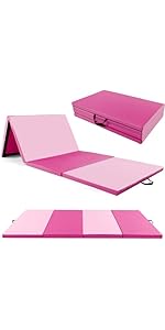 HOMFME Tapis De Gymnastique Pliable à 4 Panneaux 300 X 117 CM, Tapis De Gym En PU Avec Fermeture à Boucle Et Crochets, Poignée Portable, Idéal Pour Les Arts Martiaux, Yoga (Bleu