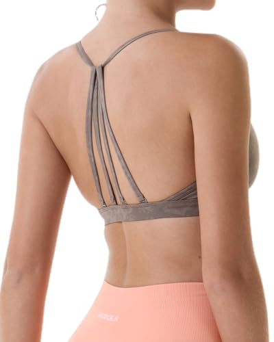 Image of AUROLA Mercury Workout Sports Bras Women Athletic Removable Padded Backless Strapy Minimal Crop Top