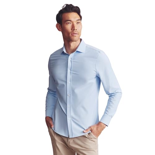 Rhone Men's State of Mind Shirt, Slim Fit Button Down Shirt, Performance Fabric, Anti Odor (Blue, Large)
