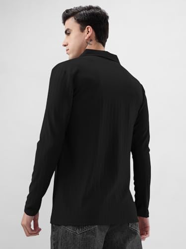 Image of KAJARU Men's Polyester Polo T Shirt with Spread Collar Neck Line Full Sleeves Solid Pattern Regular Fit and Standard Length