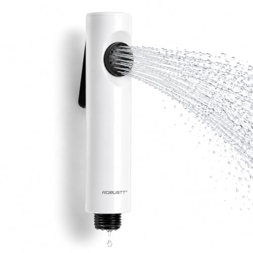 Image of Robustt Health Faucet for Toilet ABS Jet Spray Gun (White) with Wall Holder | One-Press Water Control, Anti-Rust Body, Leak-Proof | for Bathroom, Cleaning, Pet Bathing & Care