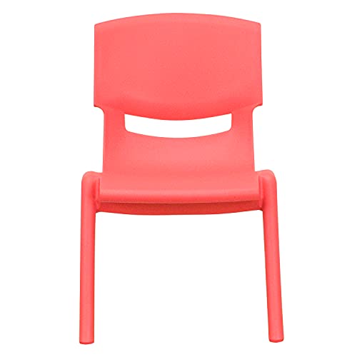 Image of EMMA + OLIVER Red Plastic Stackable School Chair, 10.5 inch Seat, 4-Pack