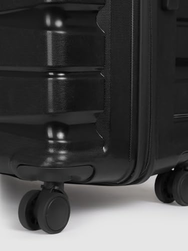 Image of Teakwood 76 CM Unisex Trolley Bag for Travel, Hard Cabin Trolley Large Travel Suitcase Bag, Lock System 360 Degree 8 Rotating Wheels (76 CM, Black)