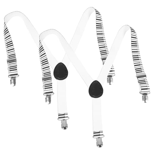 BESTYASH Adjustable Metal Clips Suspenders for Boys Piano Key Print Elastic and Wide y Back Design