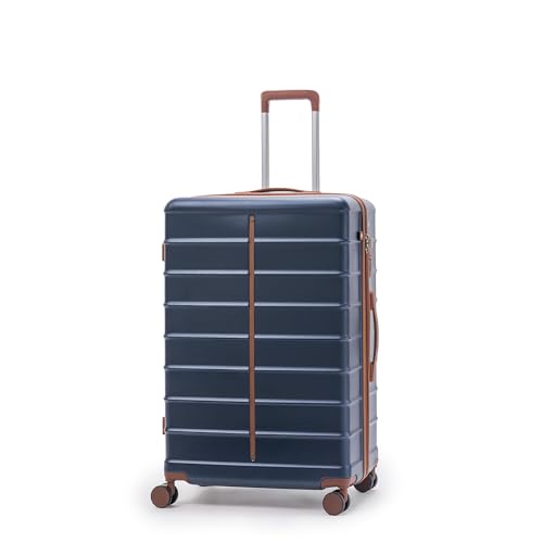 Image of Assembly Large Check-in Suitcase with Thoughtful Design & TSA Lock, Spacious Polycarbonate Hard Shell Luggage for Long Holidays, Blue, 28-Inch