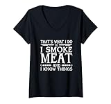 Photo Gallery donna funny i smoke meat and know things pitmaster barbecue maglietta con collo a v Photo Gallery donna funny i smoke meat and know things pitmaster barbecue maglietta con collo a v