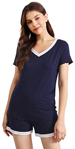 Image of WiWi Viscose from Bamboo Pajamas Set for Women Super Soft Short Sleeve Cooling Summer Plus Size Pjs Sets Sleepwear S-4X
