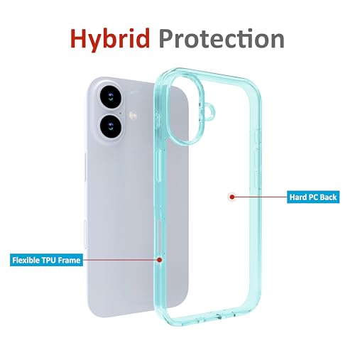 Image of for iPhone Case 16, [Anti-Yellowing Technology] [Military Grade Drop Protection] Shockproof Slim Hybrid Phone Case for iPhone 16 - Crystal Aqua Blue