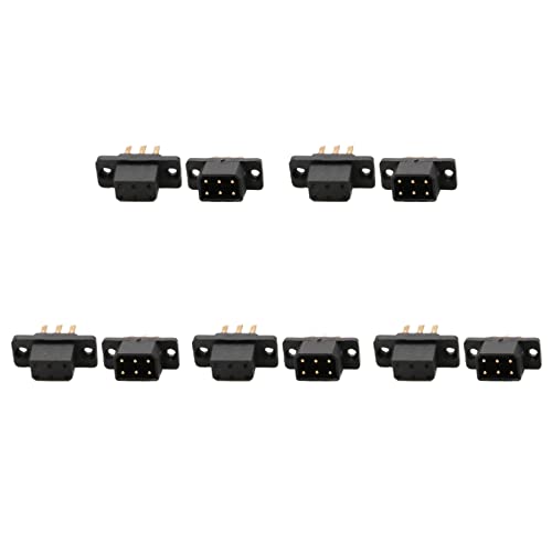 5Pairs JX4 JX6 JX8 MX6 MX10 MPX 4Pin 6Pin 8Pin 10Pin Servo Connector Brass Gold Plated Male Female Plug for Gasoline Turbojet Drone RC VTOL Model Aircraft Boat Car Parts (5pairs Black MX6 Plug)