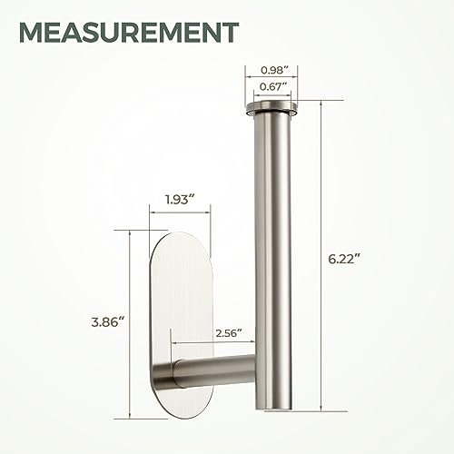 1 Pack Adhesive Toilet Roll Stand - Brushed Nickel SUS304 Stainless Steel, Rustproof Toilet Paper Holder No Drilling Tissue Holder for Kitchen Bathroom Wall Mount - Image 5