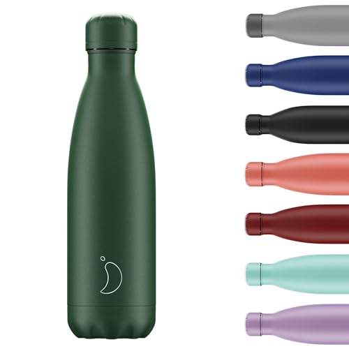 Chilly's Original Water Bottle - Vacuum Insulated Stainless Steel Water Bottle, Reusable Thermal Flask for Hot & Cold Drinks - Leak Proof, No Sweat - Matte - All Green, 500ml