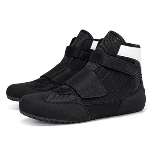 FJJLOVE Zapatillas De Boxeo para Niños Y Niñas, Boxeadores Jóvenes, Entrenamiento De Kickboxing Y Lucha, Botas Deportivas Transpirables para Hombres,Negro,34 EU