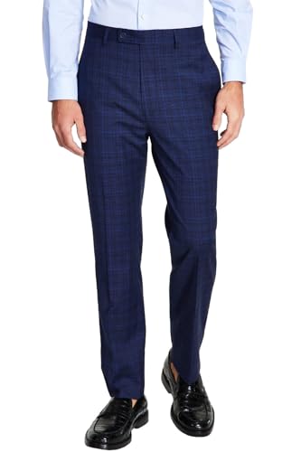 Calvin Klein Mens Slim Fit Plaid Suit Pants Blue 32/30