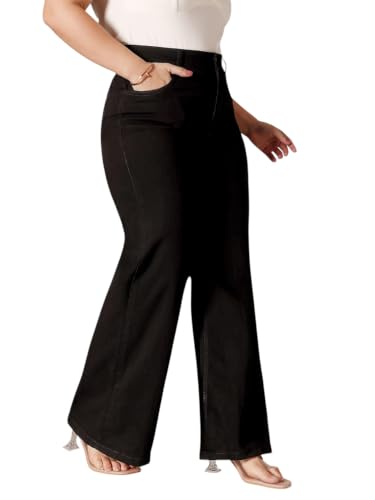 Image of Miss Chase A+ Women's Wide-Leg High Rise Regular-Length Stretchable Denim Jeans