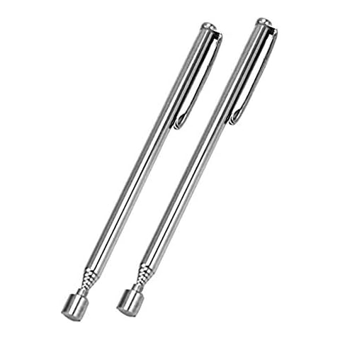LTKJ 2-Pack Portable Telescopic Magnetic Pick Up Tool,25.6" Extendable Magnet with Pocket Clip,1.5 LB Magnet Sticker for Retrieving Nails Screws Little Tools Cover