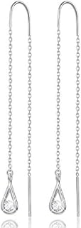 Gift for Christmas Esberry 18K Gold Plating 925 Sterling Silver CZ Hollow Teardrop Dangle Earrings Cubic Zirconia Circle Hypoallergenic Earrings Jewelry for Women and Girls (White Gold-1)