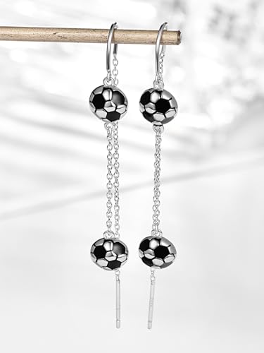 Sterling Silver Sport Earrings for Sport Lovers Dangele Soccer/Football/Baseball/Tennis/Volleyball Earrings Sport Jewelry Gift2