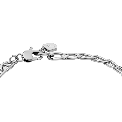 Image of Fossil Men's Plated Stainless Steel Engravable Personalized Gift ID, Chain or Cuff Bracelet for Men