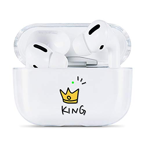 AKABEILA Coque AirPods Pro Case, Compatible avec AirPod Pro Coques Transparente Housse Protection Etui Coque AirPods Pro Case Coque (LED Avant Visible) Antichoc Etui Motifs Mignons Air Pods Pro, Roi