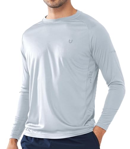 NORTHYARD Camisas de manga solitaria para hombre, protección solar UPF 50+, protección solar, secado rápido, para senderismo, correr, atletismo, Grisclaro, 4X-Large