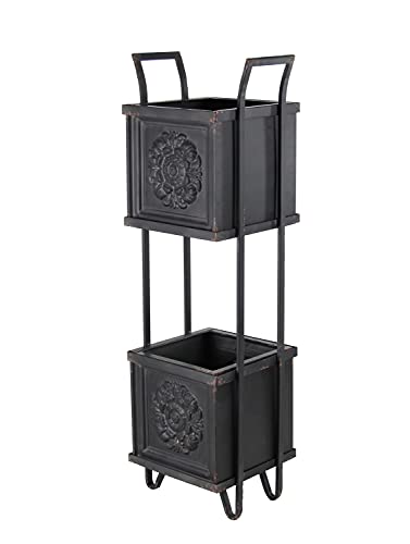 Deco 79 Farmhouse Two Tier Metal Planter 13 W x 46 H Black