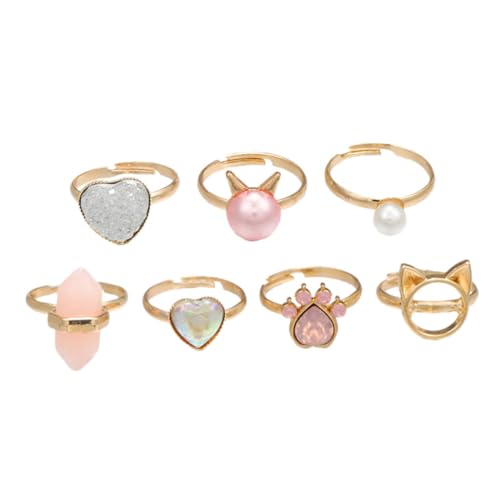 AKOOSY 7 Stück Teiliges Verstellbares Kinderring für Mädchen...