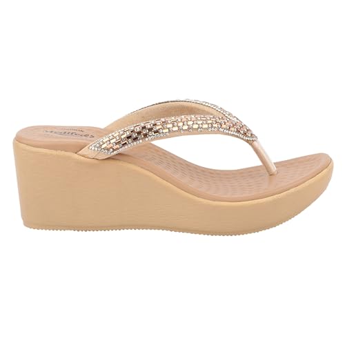 Image of Medifeet Slip-On Wedges Sandals II Rhinestones and Crystals Sandals II Cushion Fashion Sandals For Women's