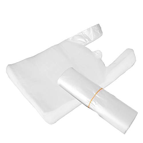 FSSTUD 100 PCS Transparent Sachets en Plastique Sac de Shopping Sacs avec Poignée 24cm