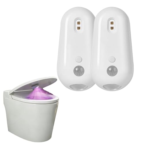 Nolara Self Cleaning UV Toilet Sanitizer and Night Light Toilet Sanitizer and Night Light Smart Easy Tool-Free Installation for Restroom Washing Machine Cabinet (2 Pcs White)
