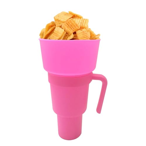 Genérico Taza Con Pajita Y Cuenco 2 En 1 Para Aperitivos Y Bebidas, 1000ML Vaso De Estadio, Taza De Palomitas De Maíz, Aperitivo, Taza Multifuncional Dividida, Resistente A Altas Temperaturas